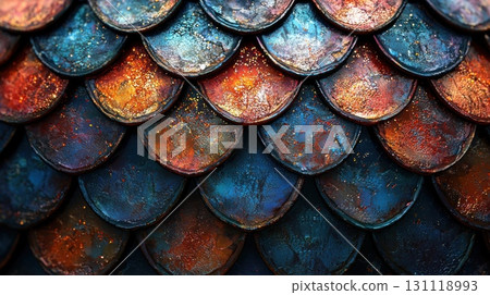 Shiny colorful fish scales texture with glitter and metallic effect Shiny colorful fish scales texture with glitter and metallic effect 131118993