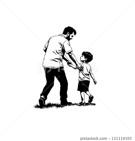 Heartwarming Father-Son Moment: A Silhouette of Love and Connection Illustration 131119105