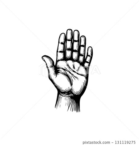 Detailed Hand Illustration: A Striking Black and White Graphic with Artistic Flair Detailed Hand Illustration: A Striking Black and White Graphic with Artistic Flair 131119275