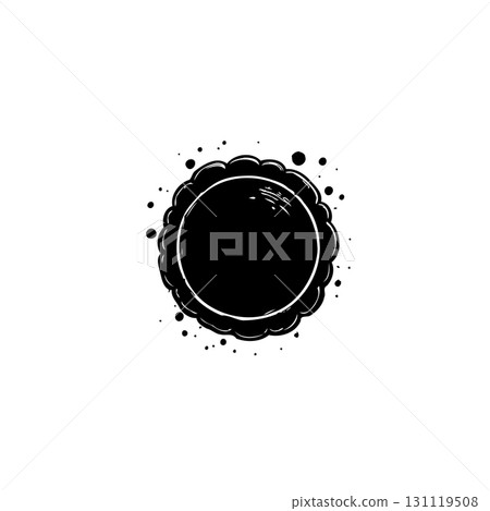 Minimalist Black Circle Illustration with Scalloped Edge for Modern Design Projects 131119508