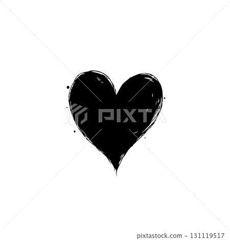 Distressed black heart illustration on white background for creative projects Distressed black heart illustration on white background for creative projects 131119517