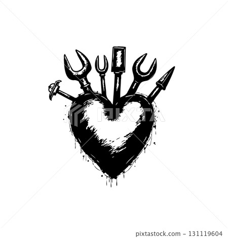 Heart of Tools: A Bold Symbol Combining Love and Craftsmanship in Graphic Design 131119604