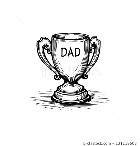 A Father's Day Tribute: Hand-Drawn Trophy Illustrating a Dad's Achievement 131119608