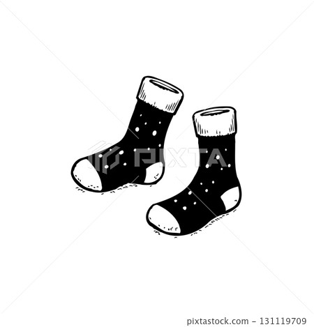 Whimsical sock illustration featuring hand-drawn style perfect for creative projects Whimsical sock illustration featuring hand-drawn style perfect for creative projects 131119709