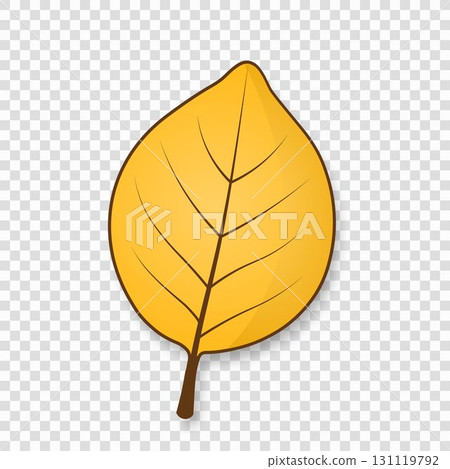 A yellow autumn leaf with a shadow is isolated on a transparent background 131119792