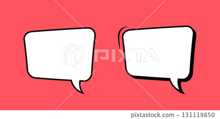 Empty comic rectangular speech bubbles on a coral background. Empty comic rectangular speech bubbles on a coral background. 131119850