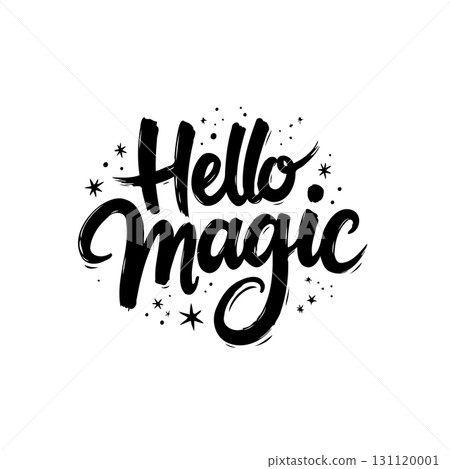 Hello Magic lettering calligraphy design, enchanting typography for creative projects 131120001