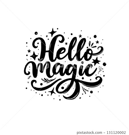 Enchanting Hello Magic Calligraphy Design with Sparkling Stars and Flourishes Enchanting Hello Magic Calligraphy Design with Sparkling Stars and Flourishes 131120002
