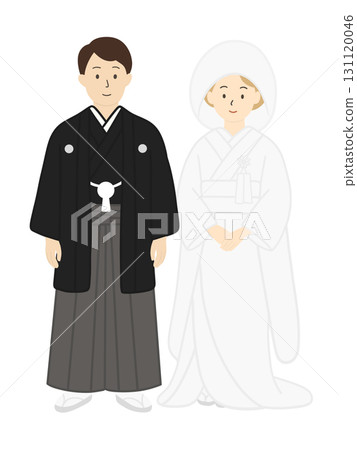 身穿日本傳統婚禮服飾的新郎和新娘插圖 - 國際婚姻 身穿日本傳統婚禮服飾的新郎和新娘插圖 - 國際婚姻 131120046
