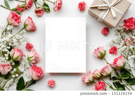 Red bouquet and mint floating flower frame 131120159