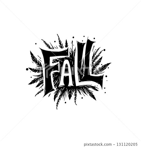 Fall-themed black and white illustration with decorative leaves accentuating the season 131120205
