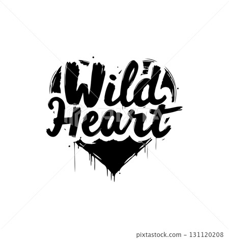 Wild Heart Illustration: Bold Typography Design with Textured Heart Symbol 131120208