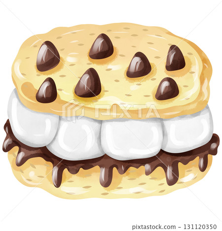 Watercolor hand drawn dessert s'mores 131120350