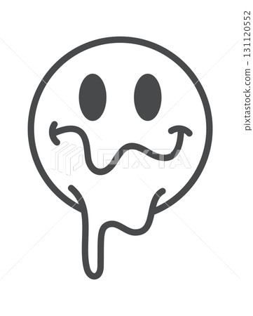 Melting smiley emoticon y2k element Melting smiley emoticon y2k element 131120552