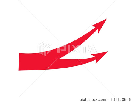 Dynamic curved war arrows in red indicating strategy and motion in tactical combat scenes 131120666