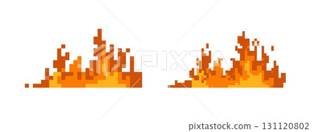 Mosaic pixel flames in retro video game style with playful, expressive, detailed 8 bit design 131120802