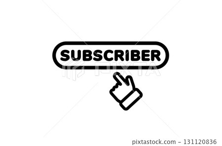Icon of a hand clicking a subscribe button in a simple design for online interaction 131120836