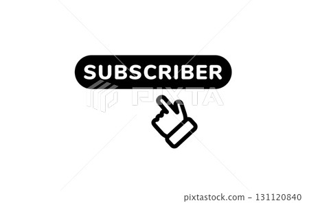 Subscriber icon with hand clicking symbol for online engagement and user interaction 131120840