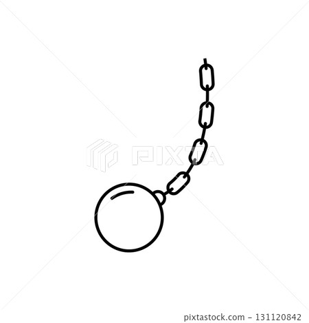 Outline wrecking ball with chain for demolition and destruction in industrial equipment design Outline wrecking ball with chain for demolition and destruction in industrial equipment design 131120842
