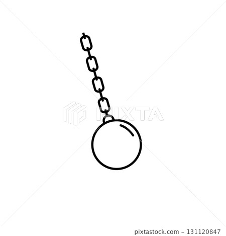 Wrecking ball outline with chain illustrates demolition concept and industrial equipment Wrecking ball outline with chain illustrates demolition concept and industrial equipment 131120847