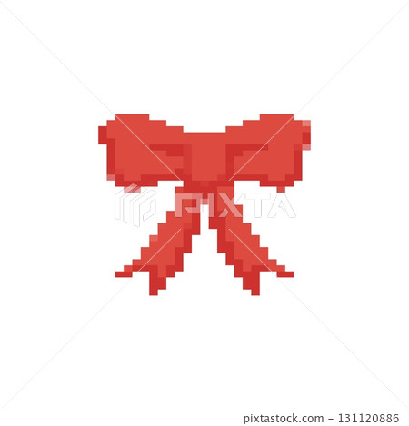 Mosaic pixel art red bow with ribbon design in retro sprite style Mosaic pixel art red bow with ribbon design in retro sprite style 131120886