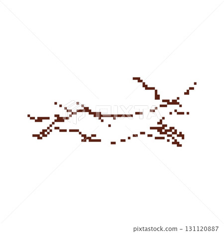 Pixel deer cave painting icon in primitive mosaic style for ancient or tribal game themes 131120887