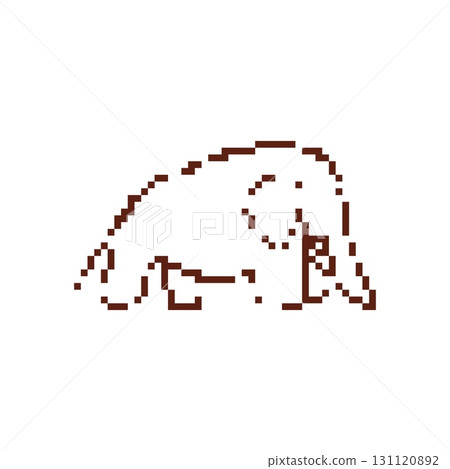 Mosaic pixel elephant icon in retro sprite style with simple brown outline design Mosaic pixel elephant icon in retro sprite style with simple brown outline design 131120892