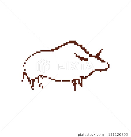 Mosaic pixel bull crafted in retro style resembling iconic sprite graphics for vintage appeal Mosaic pixel bull crafted in retro style resembling iconic sprite graphics for vintage appeal 131120893