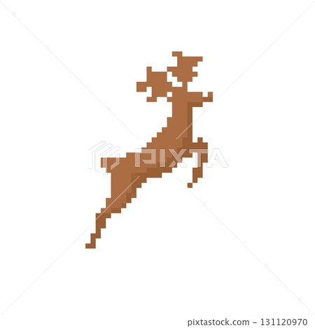 Mosaic artwork of a jumping deer showcasing unique pixelated design in retro style Mosaic artwork of a jumping deer showcasing unique pixelated design in retro style 131120970