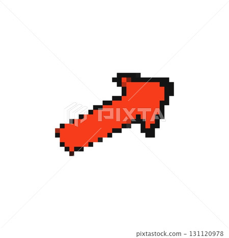 Mosaic pixel arrow icon red pixel art style small square graphic clear direction indicator Mosaic pixel arrow icon red pixel art style small square graphic clear direction indicator 131120978