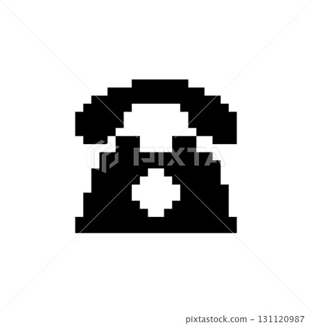 Mosaic pixel art telephone icon with retro pixelated design features classic dial design Mosaic pixel art telephone icon with retro pixelated design features classic dial design 131120987
