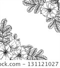 Rosehip flower heads with leaves monochrome vector square frame with blank space. Blooming wild dog rose outline drawing. Floral template for herbal packaging, tea label, invitation. greeting card 131121027