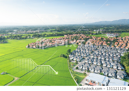 Land in aerial view with concept of land value. 131121129