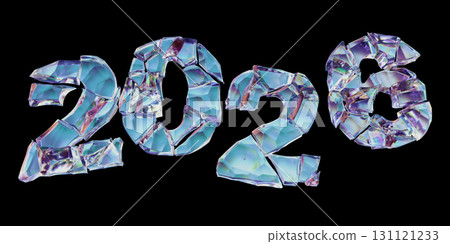 2026 made of broken glass shards on black background 131121233