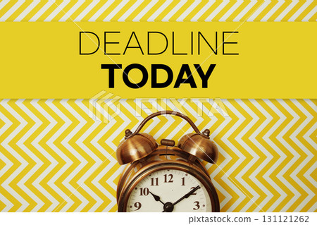 Deadline Today text with alarm clock on yellow background 131121262