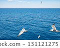 一群鳥兒飛過海面 131121275