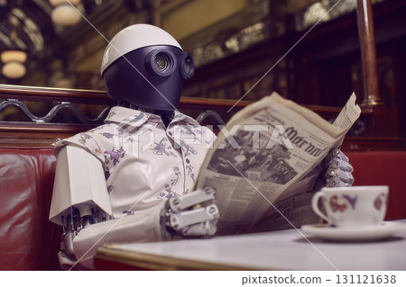 Robot reading a newspaper 131121638