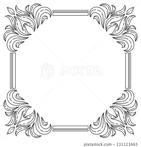 Floral frame in baroque style. Decorative curling plant. 131121663