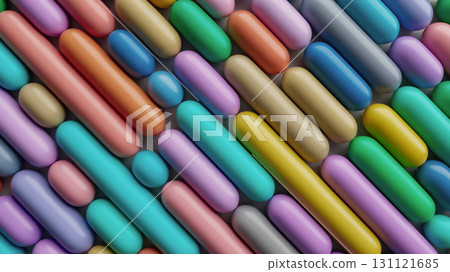 Colorful seamless 3D render of rounded tubes background 131121685
