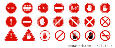 Prohibited Entry Sign. Do NoT Enter. No Entry Sign. Waring Red Stop Sign. 131121807