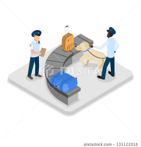 3D Isometric Flat Vector Illustration of Airport Security, Safety Check. Item 2 131122018