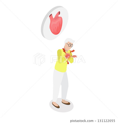 3D Isometric Flat Vector Illustration of Heart Attack, Cardiac Failure. Item 2 131122055