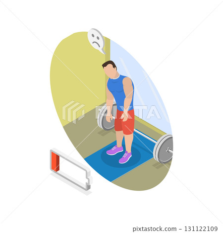 3D Isometric Flat Vector Illustration of Increas Training Power And Productivity , Beverage for Strength and Energy Boost. Item 3 131122109