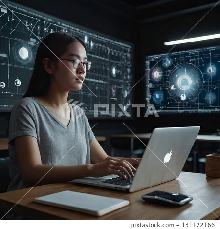 yber security concept. Shield With Keyhole icon on digital data background. 131122166