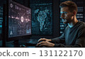 yber security concept. Shield With Keyhole icon on digital data background. 131122170