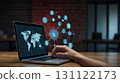 yber security concept. Shield With Keyhole icon on digital data background. 131122173