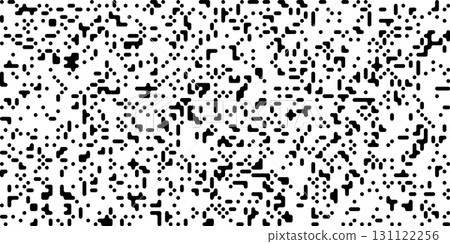Abstract black and white metaball pattern with connected organic shapes and circular dots. Seamless futuristic background for modern design. Trendy vector illustration 131122256