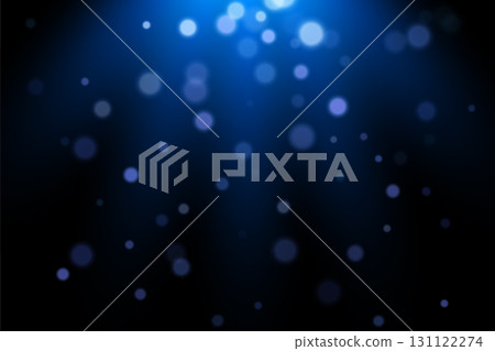 Blue bokeh lights background. Abstract glowing particles with soft blur on deep navy backdrop. Subtle shimmer, underwater ambiance, dreamy depth. Elegant vector illustration 131122274