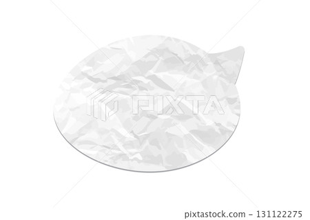 Crumpled paper speech bubble. White wrinkled paper chat icon on transparent background. Realistic texture vector design element for messages, communication, or scrapbooking projects Crumpled paper speech bubble. White wrinkled paper chat icon on transparent background. Realistic texture vector design element for messages, communication, or scrapbooking projects 131122275