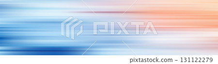 Blue red gradient motion blur background. Horizontal abstract light streaks with smooth pastel transition and soft flow. Calm futuristic minimal wallpaper vector illustration 131122279